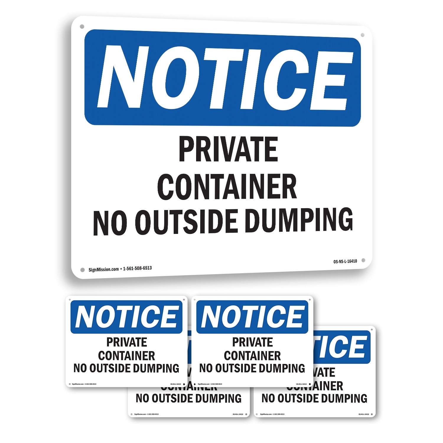 Empty Containers Sign Private Container No Outside Dumping OSHA Notice Rigid Plastic Sign 24 ...