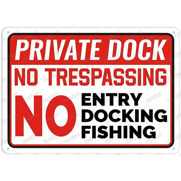 Private Dock No Trespassing No Entry No Docking No Fishing Retro Sign - 12×8 Inches, Home Bar Pub Kitchen Restaurant Wall Decor Plaque