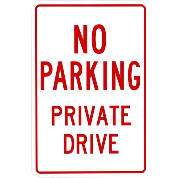 Private Drive No Parking Warning Sign - 8"x12", Driveway Security Metal Decor for Business, Home, Outdoor/Indoor, Road, Yard, Garage, Street