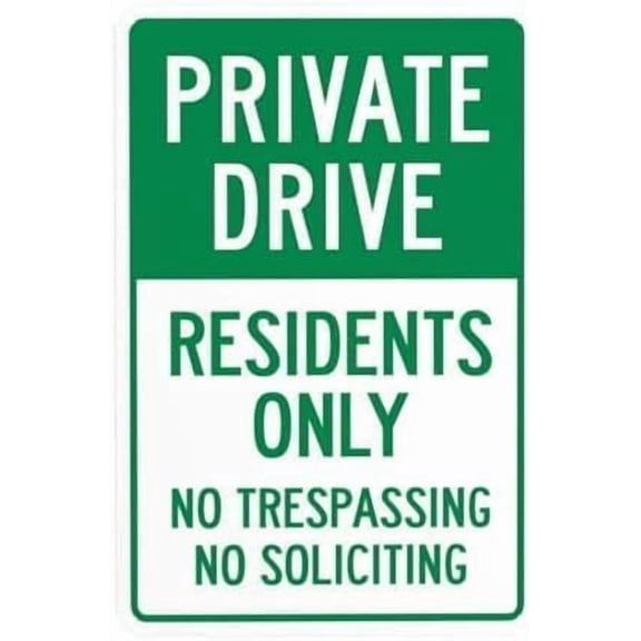 Private Drive No Trespassing Soliciting Residents Only Sign, Security Plaque for Business Home Garage Street, Driveway Access Sign, 8x12 Inch