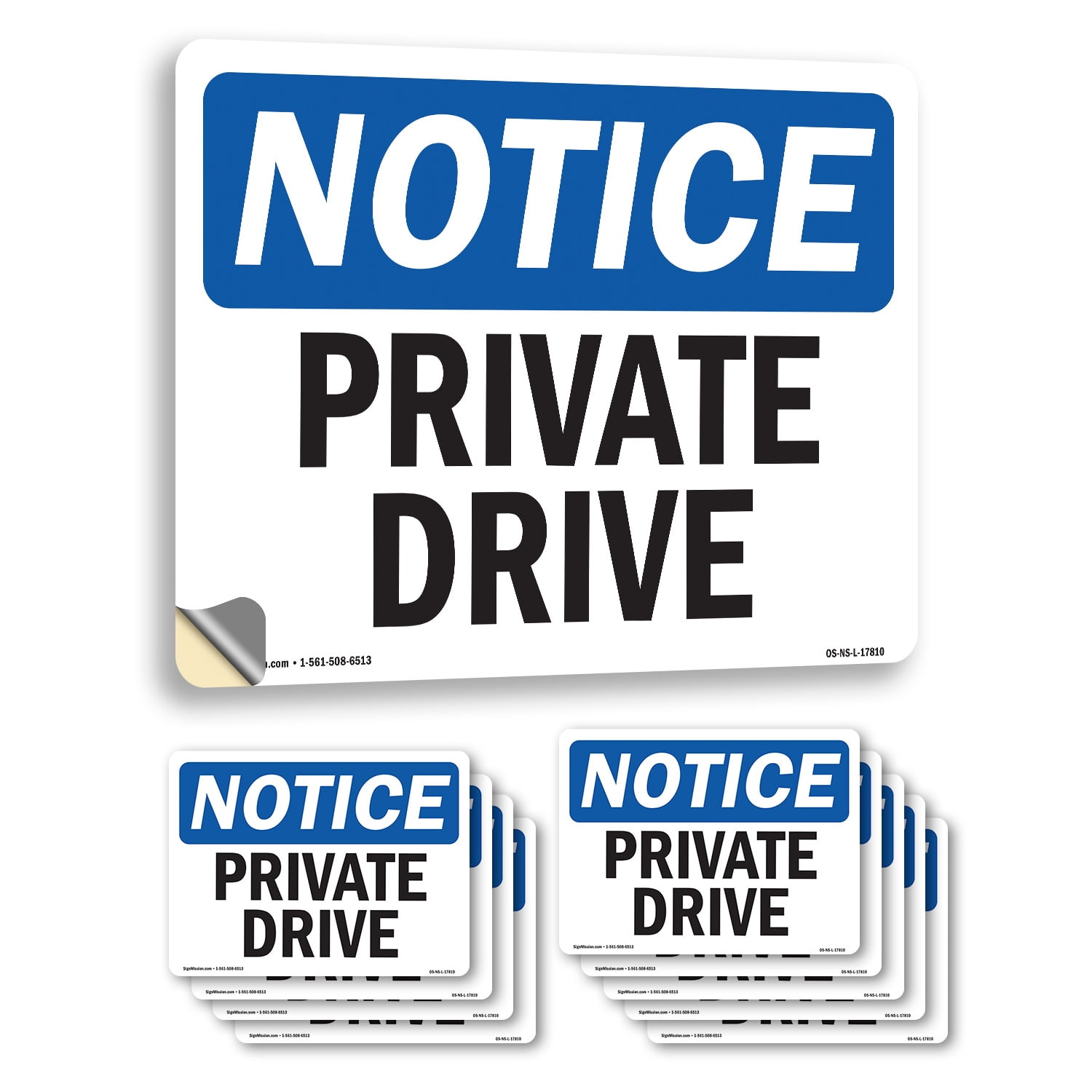 Private Drive OSHA Notice Vinyl Decal Label 10 Inch x 7 Inch - 10 Pack ...