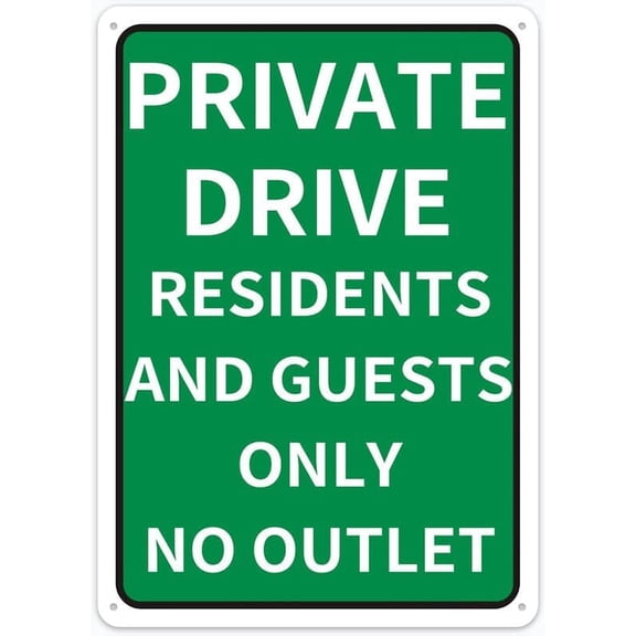 Private Drive Residents and Guests Only No Outlet Retro 8"x12" Metal Tin Sign - Playful Wall Decor for Shop, Garage, Yard & Man Cave