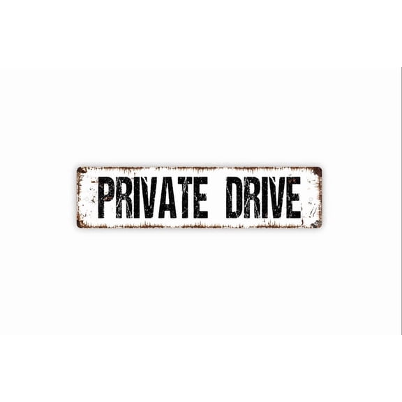 Private Drive Sign - Dead End Please Turn Around No Trespassing Rustic Street Metal Aluminum Sign or Door Name Plate Plaque - Size: 16 x 4 Inches