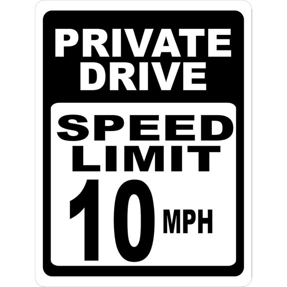 Private Drive Speed Limit 10 MPH Rustproof Metal Sign, Speed Control Plaque for Home Driveways, Residential Traffic Sign, 8x12 Inch
