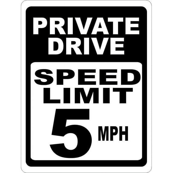 Private Drive Speed Limit 5 MPH Sign. 8" x 12" Metal.
