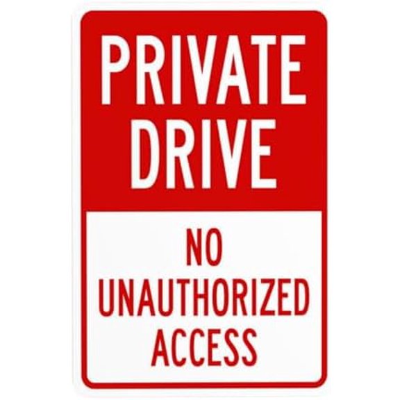 Private Drive No Unauthorized Access Warning Sign, Driveway Security Metal Signs for Business Home Outdoor Indoor Road Yard Garage Street Wall Safety Caution Custom Decor 8 x 12 Inch