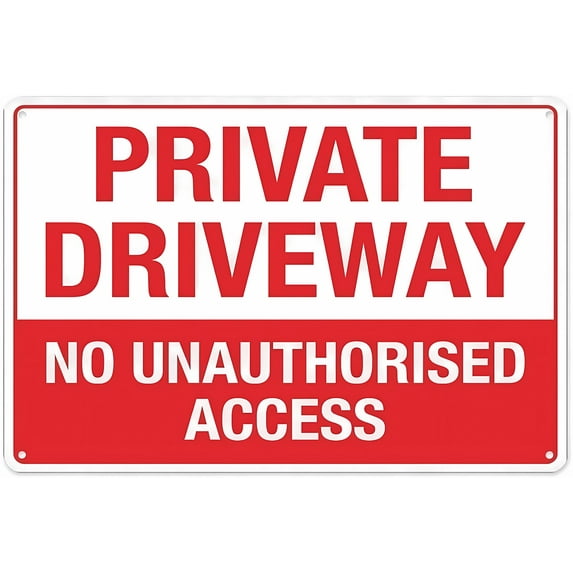 Private Driveway No Unauthorised Access Tin Sign - 8"x12" Vintage Metal Warning Sign for Home Farm Bar Coffee Shop Club, Driveway, Access Prohibition