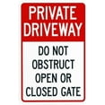 thumbnail image 1 of Private Driveway Do Not Obstruct Open Or Closed Gate Warning Sign, Driveway Security Metal Signs for Busines Home Outdoor Indoor Garage Street Wall Caution Decor 8 x 12 Inch, 1 of 4