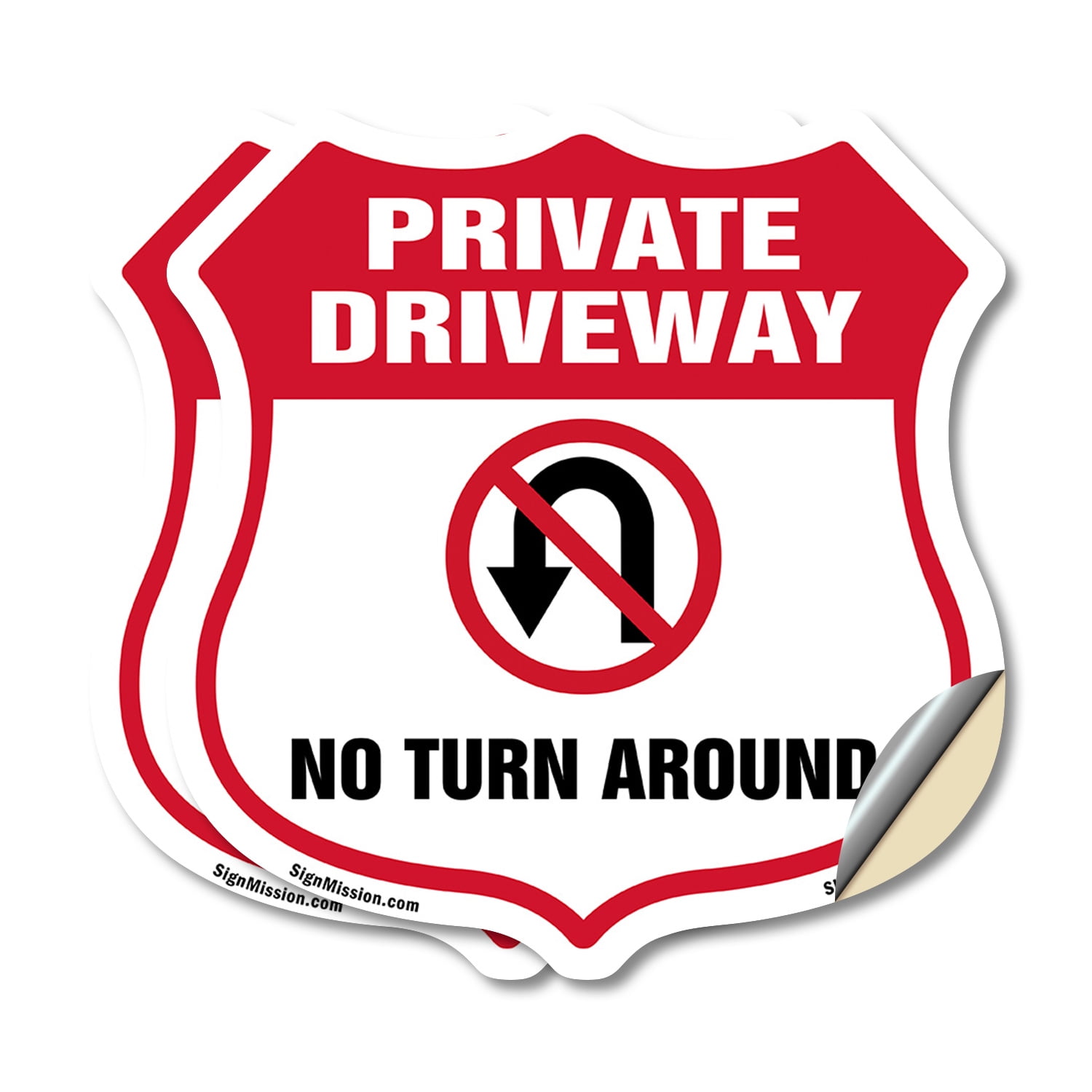 Private Driveway Shield Sign No Turn Around (2 Pack) 6 inch X 6 inch ...