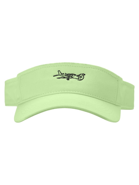 Private Jet Embroidered Brushed Sports Visor - Lime OSFM
