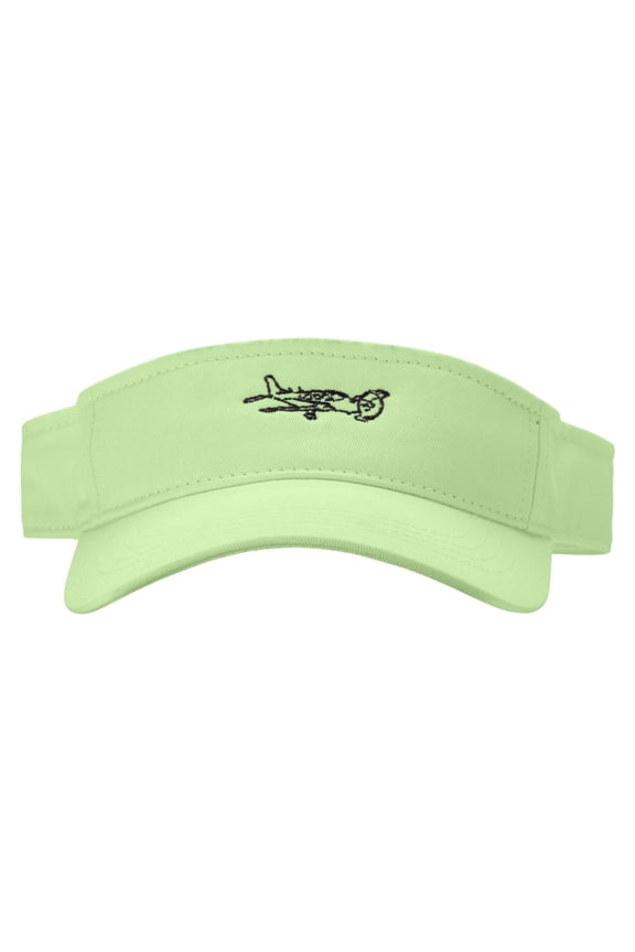 Private Jet Embroidered Brushed Sports Visor - Lime OSFM
