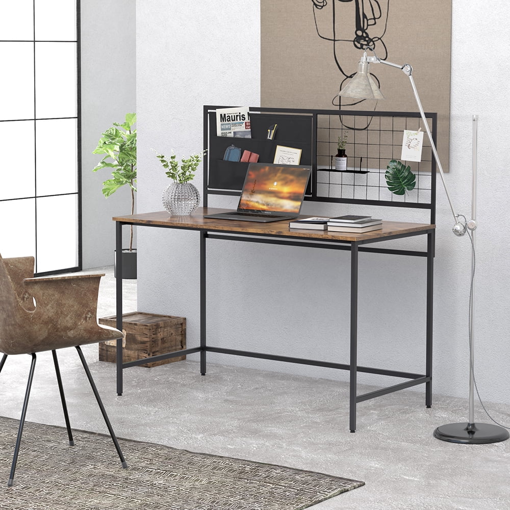 Private Jungle Computer Desk with Mesh 46.5 inch Study Writing Table for Home Office,Black Metal Frame,Rustic Brown Private Jungle Computer Desk with Mesh 46.5 inch Study Writing Table for Home Office,Black Metal Frame,Rustic Brown