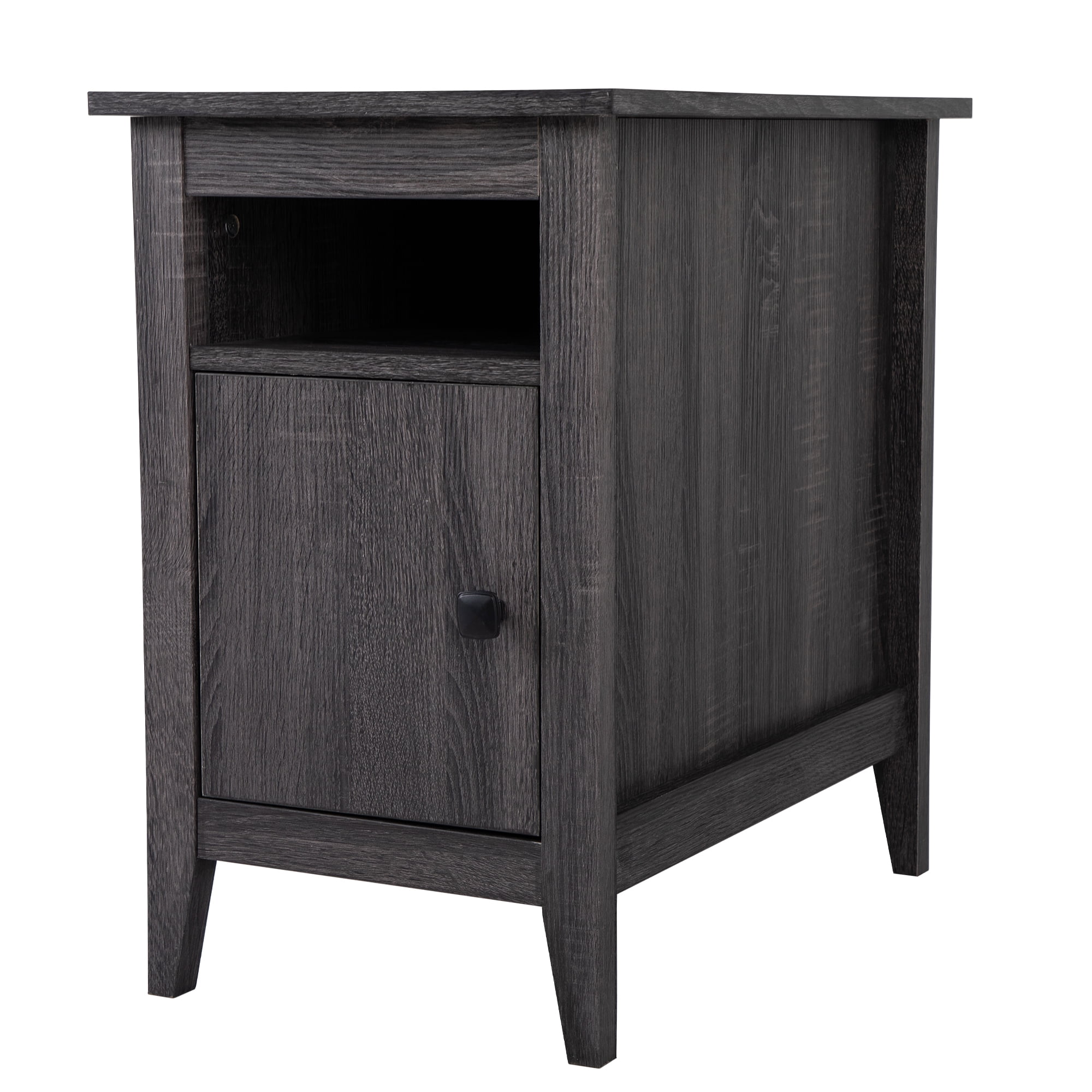 Private Jungle Farmhouse Nightstand Wooden Bedside End Table w/Switchable Door Bedroom Decor, Gray Private Jungle Farmhouse Nightstand Wooden Bedside End Table w/Switchable Door Bedroom Decor, Gray
