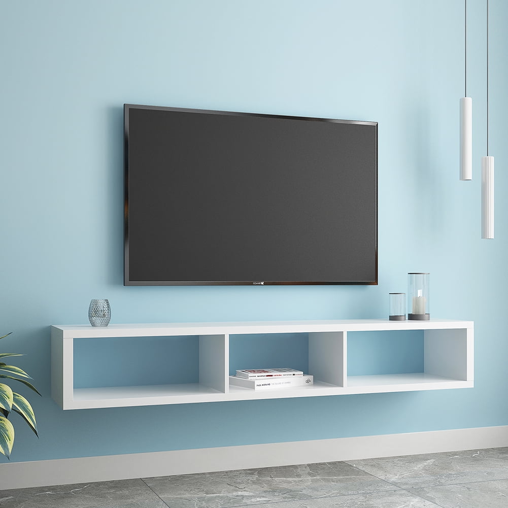 Private Jungle Floating TV Stand, Media Console Cabinet is Suitable for Living Room and Bedroom, White Private Jungle Floating TV Stand, Media Console Cabinet is Suitable for Living Room and Bedroom, White