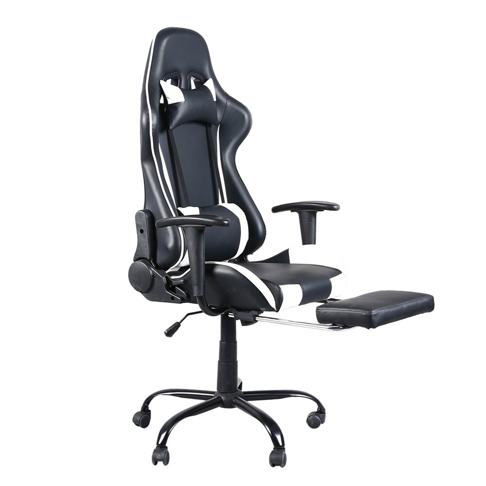 Private Jungle High Back Swivel Chair Racing Gaming Chair Office Chair with Footrest Tier Black & White Private Jungle High Back Swivel Chair Racing Gaming Chair Office Chair with Footrest Tier Black & White