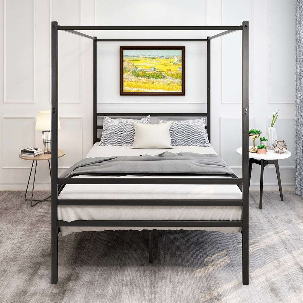 Private Jungle Metal Canopy Platform Bed, Sturdy Bed Frame Under-Bed Storage, Full Private Jungle Metal Canopy Platform Bed, Sturdy Bed Frame Under-Bed Storage, Full