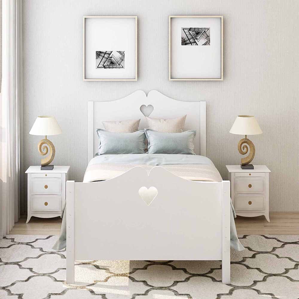Private Jungle Platform Beds for Teens, Twin Size Bed Frame with Wood Slat Support and Headboard and Footboard, White Private Jungle Platform Beds for Teens, Twin Size Bed Frame with Wood Slat Support and Headboard and Footboard, White