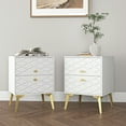 thumbnail image 1 of Private Jungle Set of 2 Modern Wood Nightstands w/Drawer, Golden Legs, End Table for Living Room Bedroom Furniture, 1 of 11
