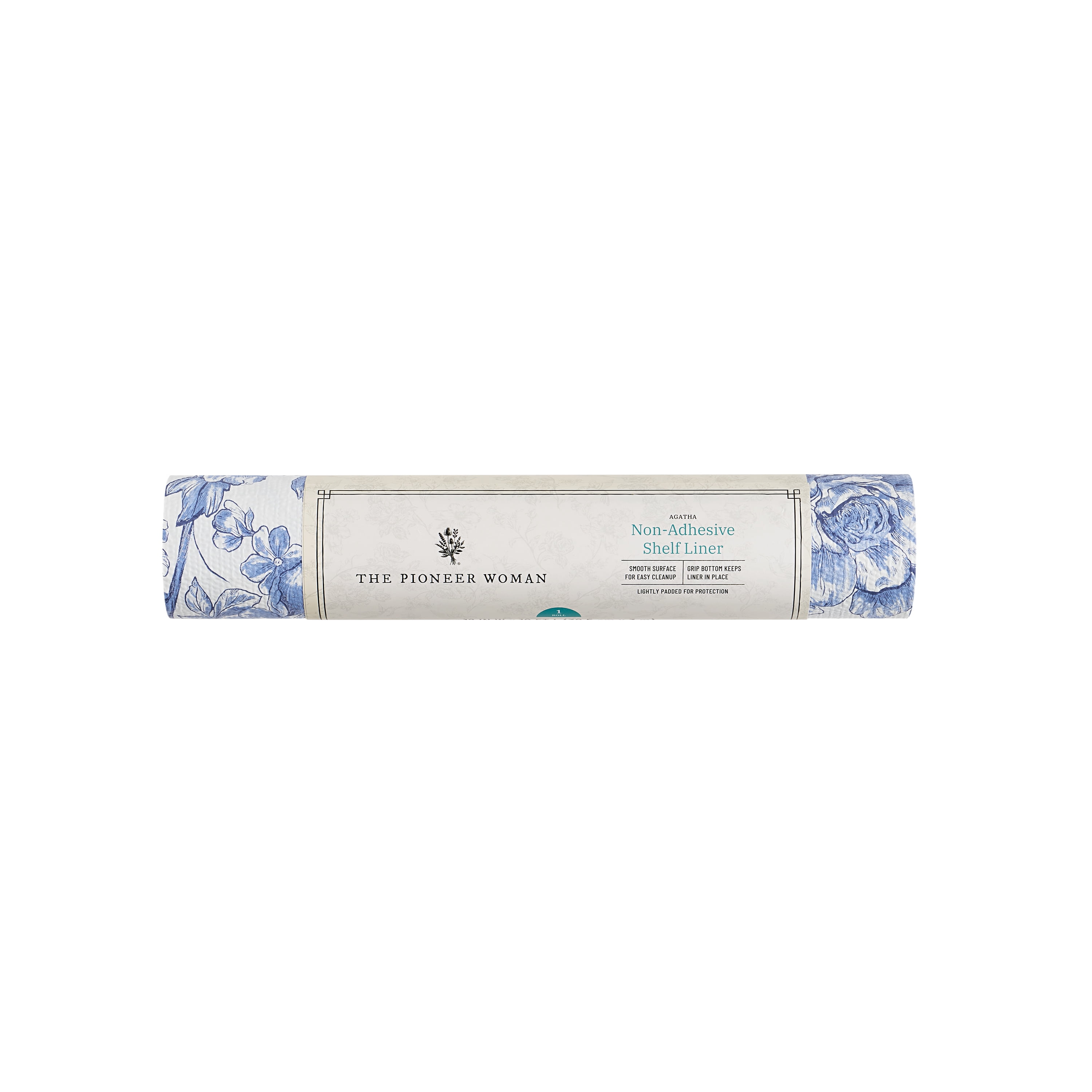 The Pioneer Woman Agatha Non-Adhesive Vinyl Shelf Liner, Blue, 12" x 10'