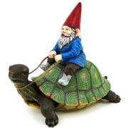 Private Label Large Garden Gnome Riding Turtle Statue Patio Pool
