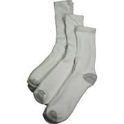 Private Label Mens Cushion Crew Socks, 3 Pack, White Solid Tight Rib