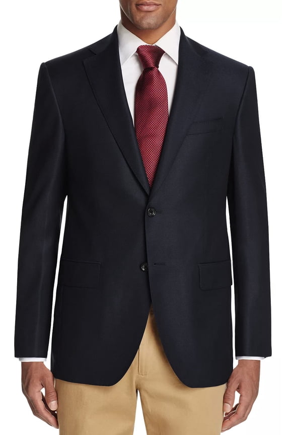 Mens Super 130's Wool Two Buttons Sport Coat 48 Long Navy -NWT