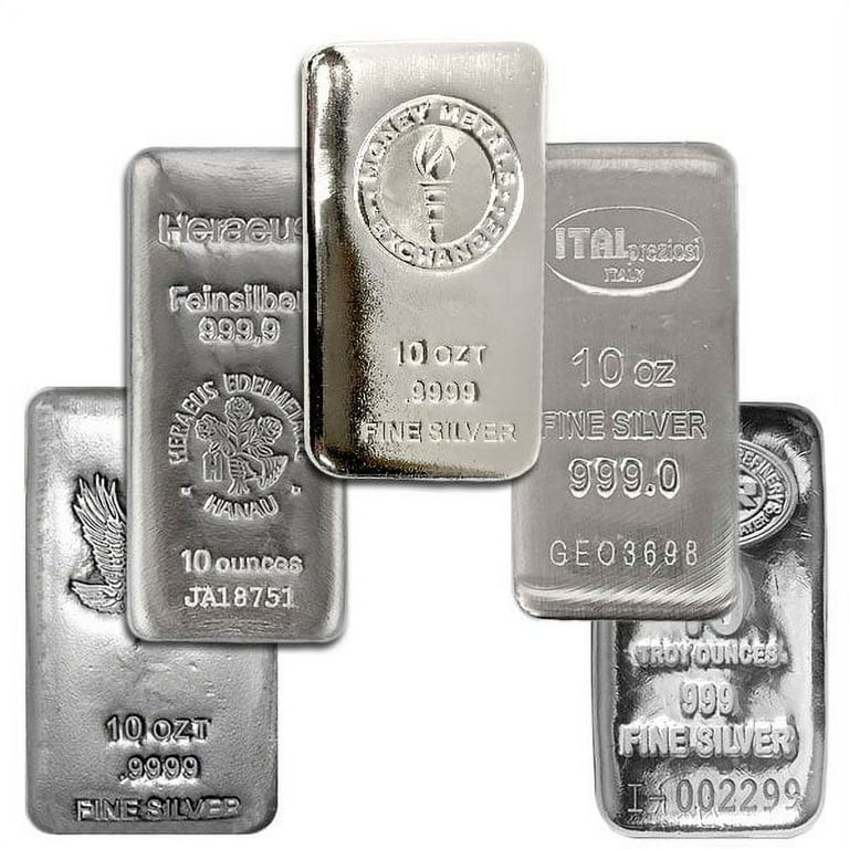 Private Mint 10 Ounce Fine Silver Bars, Pure Silver