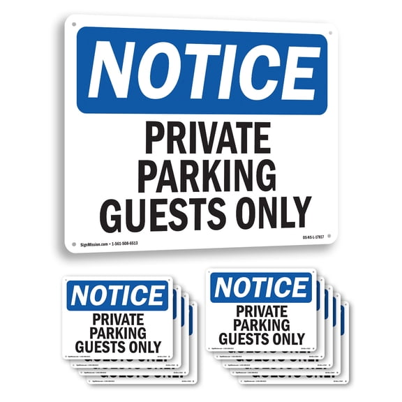 Private Parking Guests Only OSHA Notice Aluminum Sign 14 Inch x 10 Inch - 10 Pack