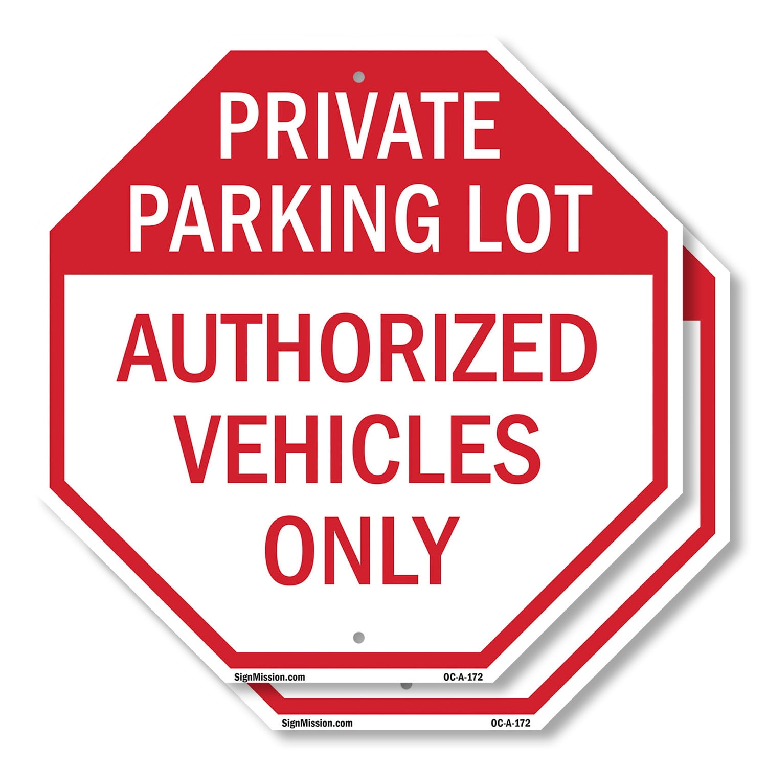Private Parking Lot Authorized Vehicles Only (2 Pack) 10 inch X 10 inch ...