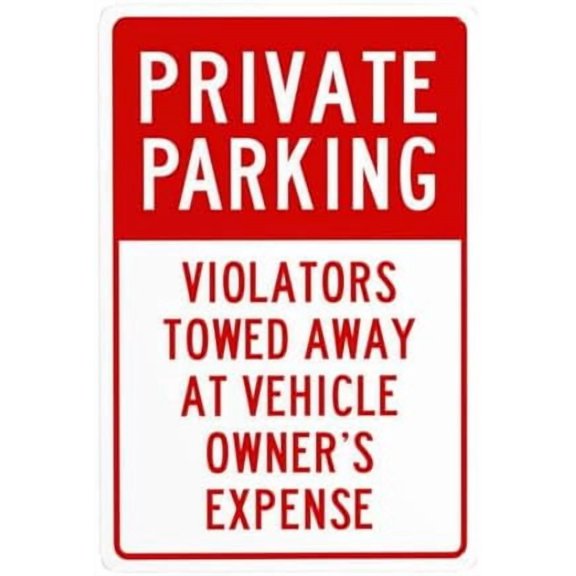 Private Parking Violators Towed Away Metal Warning Signs, Cautions Security Tin Sign, Safety Posted Signs for Street Business Wall Decor 8 x 12 Inch