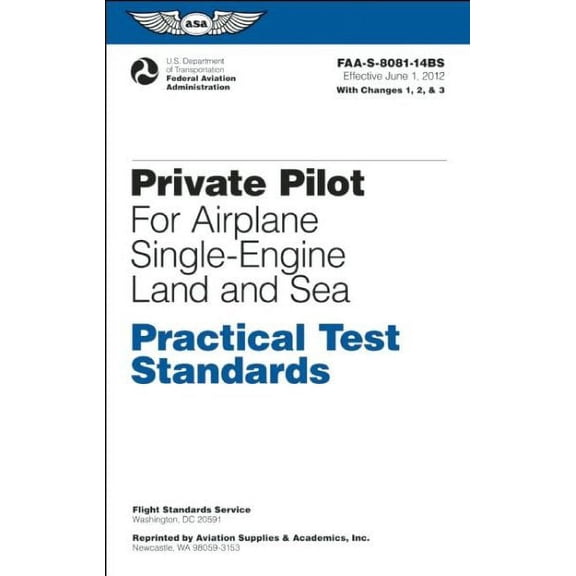 Pre-Owned Private Pilot Practical Test Standards for Airplane Sel, Ses