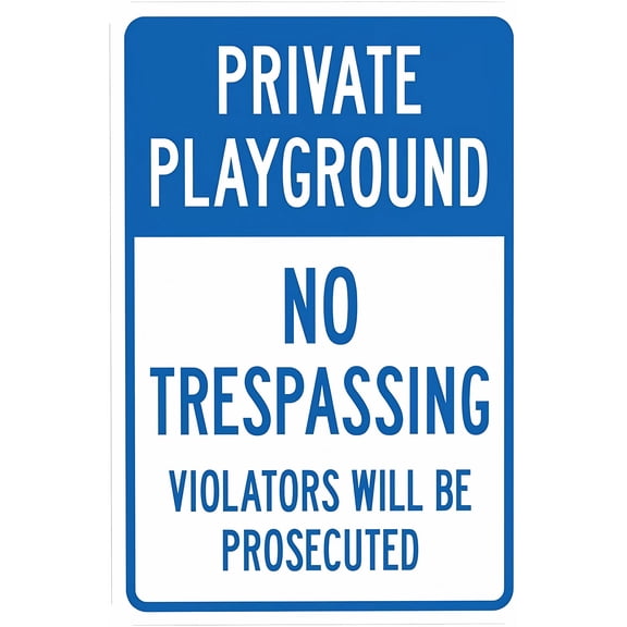 Private Playground No Trespassing Violators Prosecuted Sign - 8"x12", Playground Metal Decor for Business, Home, Garage, Street, Safety Zones