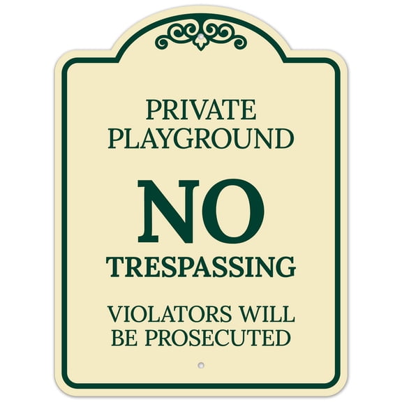 Private Playground No Trespassing Violators Will Be Prosecuted Décor Sign, Green Light, 18x24 Inches, ACM, Fade Resistant, Made in USA