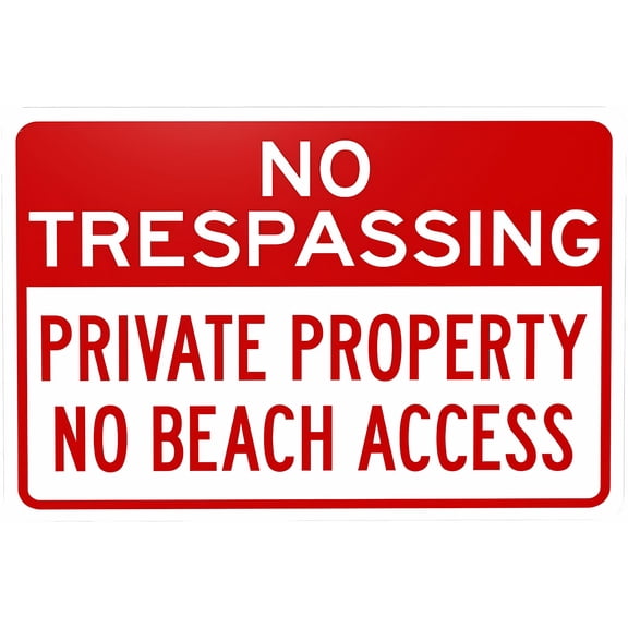 Private Property No Beach Access Warning Sign - 8"x12" Security Safety Metal Sign, Vintage Caution Poster for Business Office Home Street Road, Beachfront Property