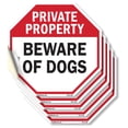 thumbnail image 1 of Private Property Beware of Dogs (5 Pack) 4 inch X 4 inch Octagon Vinyl Label Decal Sticker Weather Resistant, UV Protected for Workplace, Private Property, and Construction Site, Made, 1 of 5