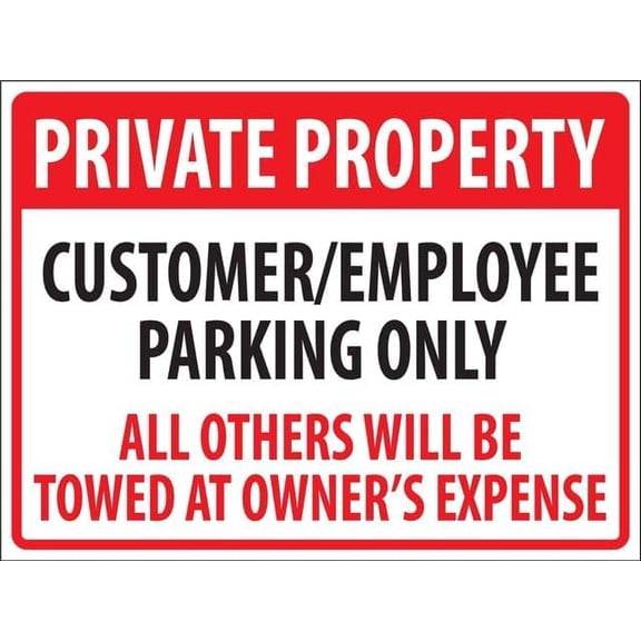 Private Property Customer Employee Parking Only All Others Will Be Towed Retro 8"x12" Metal Tin Sign - Playful Wall Decor for Shop, Garage, Yard & Man Cave