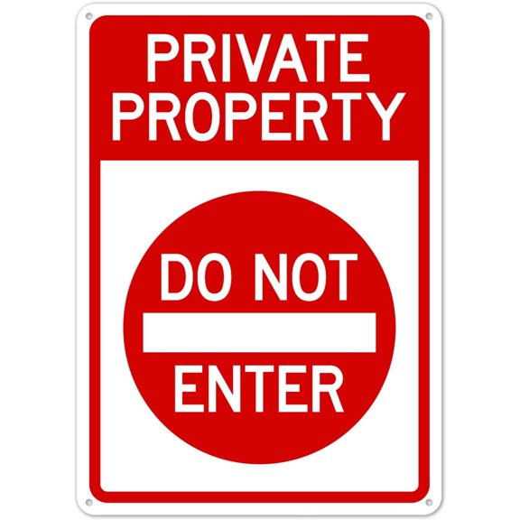Private Property Do Not Enter Sign Metal Sign 12X8 Inches