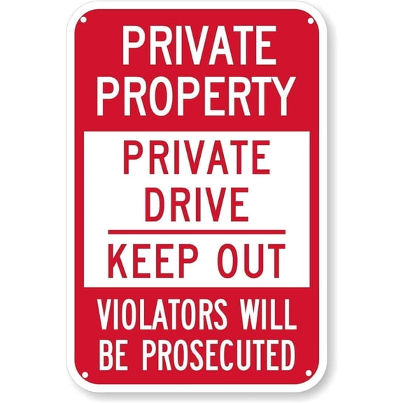 Private Property Keep Out Metal Warning Sign, Violators Prosecuted Yard Security Plaque for Home Business, Private Property Enforcement Sign, 8x12 Inch