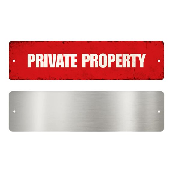 Private Property Metal Sign by DC | Arrow Metal Directional Signage for Indoor & Outdoor | 3x12" Rust-Free Aluminum Sign | Home & Garden Signage UV Protected Road Street Sign | Made in USA