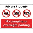 thumbnail image 1 of Private Property No Camping or Overnight Parking Sign Metal Tin Sign Caution Danger Safety Security Warning Notice Signs, 1 of 1