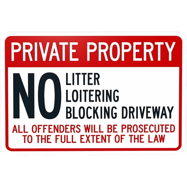 Litterbug Stickers Private Property No Litter Loitering Blocking Driveway - 8