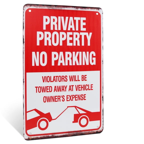 Private Property No Parking Anytime Tow Away Zone Metal Street Sign Garage Door Driveway Gate Notice