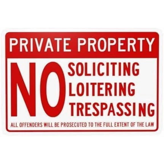 Private Property No Soliciting Warning Metal Sign, Security Plaque for Home Business Road Yard Garage Street, Solicitation Deterrent Sign, 8x12 Inch