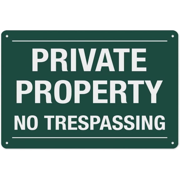 Private Property No Trespassing Green Sign 8"x12", Aluminum Tin Warning Signs for Home Outdoor Garden, Durable Security Sign