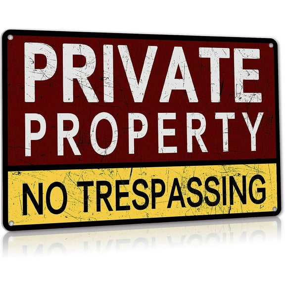 Private Property No Trespassing Metal Tin Sign,Indoor/Outdoor Use,12x8 Inches Aluminum