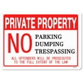thumbnail image 1 of Private Property No Trespassing No Parking No Dumping Sign - 12×8 Inches, Outdoor Safety Decor for Home Business, 1 of 6