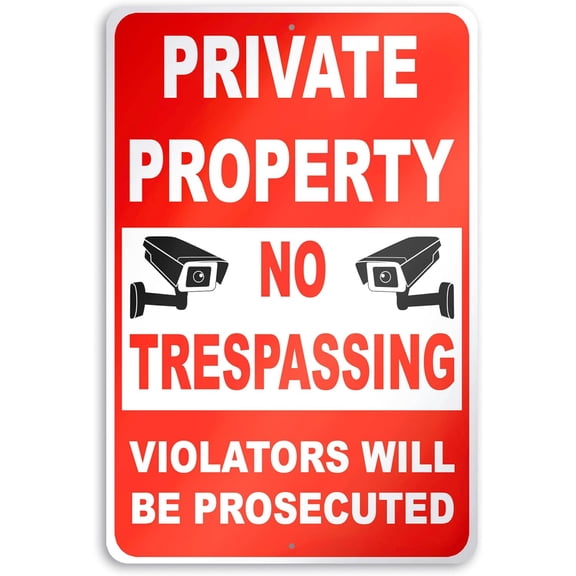 Private Property No Trespassing Sign - 10x14 Reflective Aluminum Property Under Surveillance Sign - Video Surveillance Sign - No Trespassing Signs
