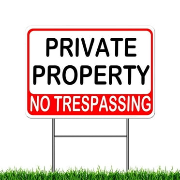 Private Property No Trespassing Sign - 15" x 12" with H Frame Wire Stakes for Outdoor Yard , Home House Warning Security Alert