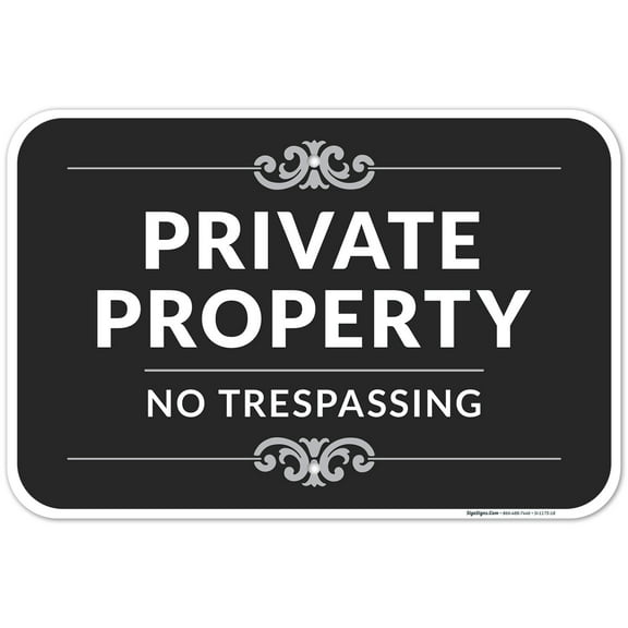 Private Property No Trespassing Sign, Decorative Style,