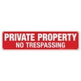 thumbnail image 1 of Private Property No Trespassing Sign, Rectangle Red Background Sign, 3x12 Aluminum, 1 of 1
